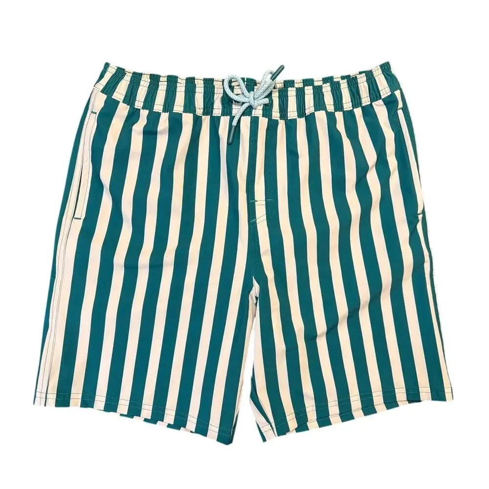 NWOT Nordstrom Swim Trunks, Green White Stripe, Boys XL 14/16